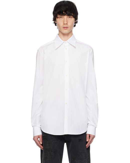 Chemise blanche à logo brodé Balmain pour homme en coloris White