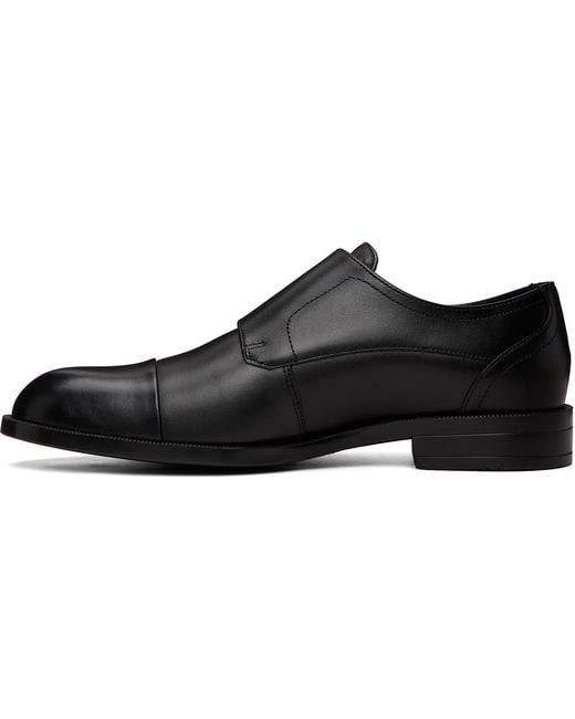 Boss Black Leather Double Strap Monkstraps for men
