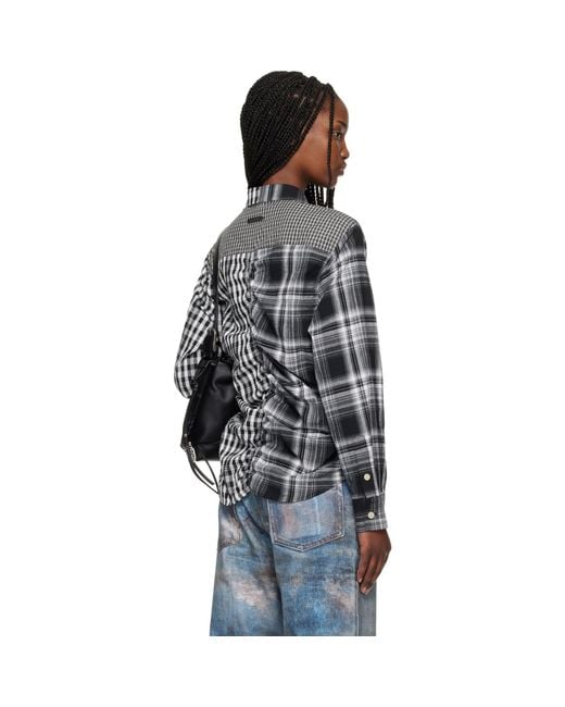 ANDERSSON BELL Black Shirred Check Shirt