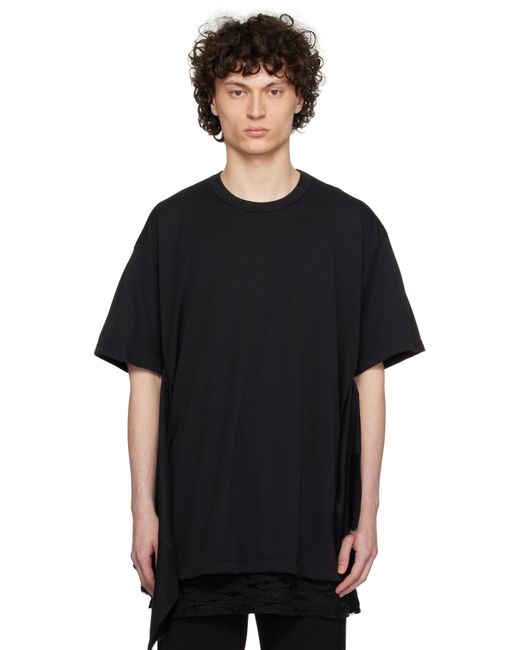 メンズ Comme des Garçons ブラック ポリエステル ピケ Tシャツ Black