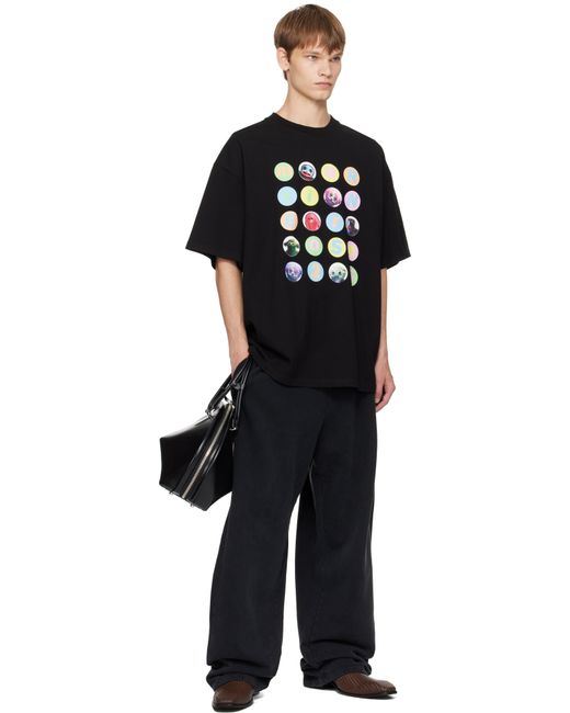メンズ Martine Rose ブラック オーバーサイズ 半袖Tシャツ Black