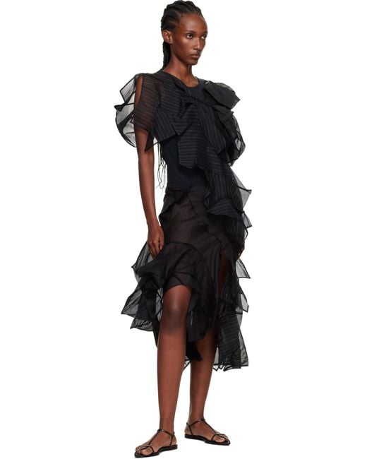 Yohji Yamamoto Black Darts 3D Midi Skirt