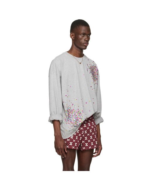 Dries Van Noten Multicolor Embellished Long Sleeve T-Shirt for men