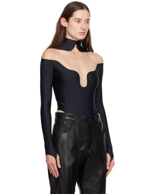 Mugler Black Wavy Bodysuit