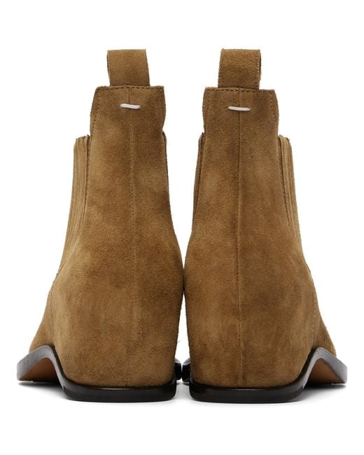 Maison Margiela Brown Tan Heel-Less Western Chelsea Boots