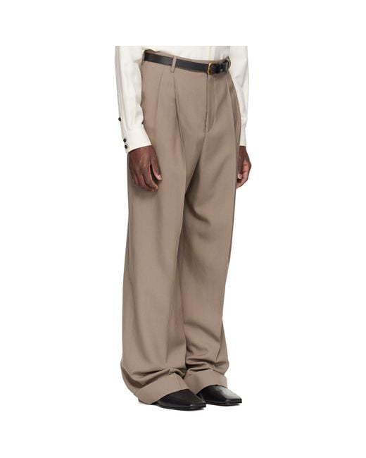 Valentino Natural Taupe Wool Trousers for men