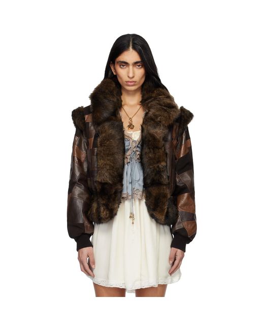 Chloé Black Short Hybrid Leather Bomber Jacket