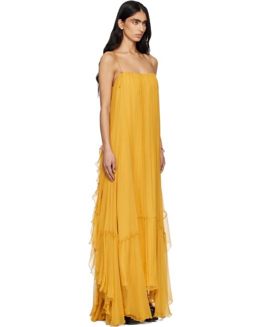 Chloé Orange Sleeveless Silk Mousseline Maxi Dress