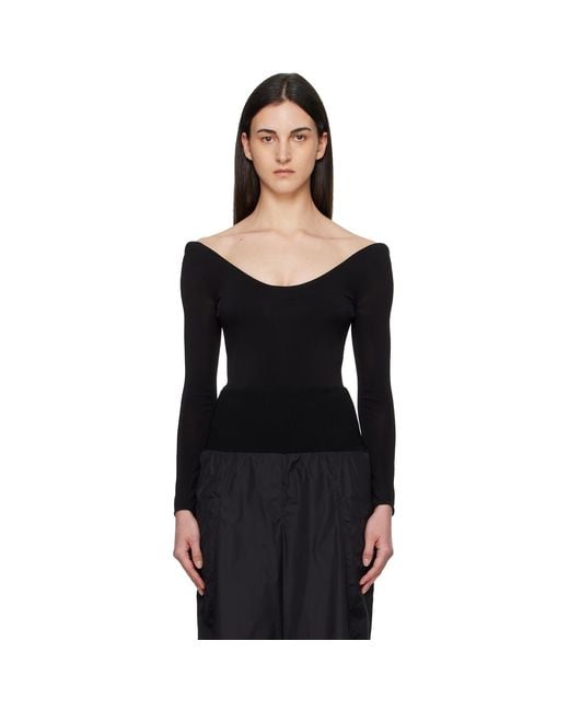Alaïa Black Curved Soft Jersey Bodysuit