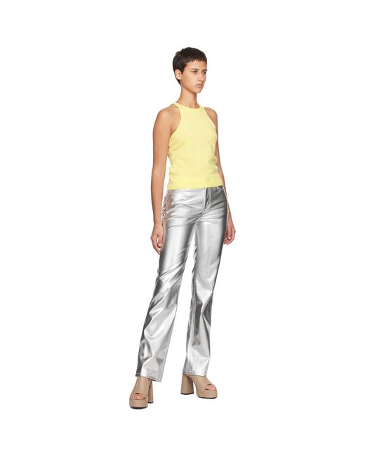 Staud Multicolor Silver Chisel Faux-leather Trousers