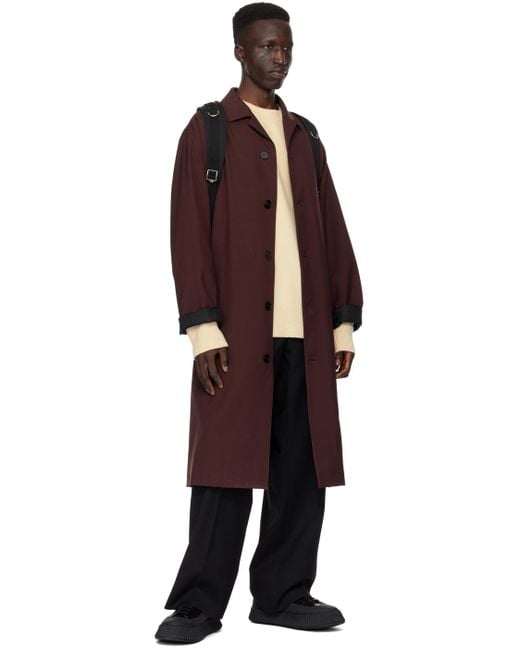 Jil Sander Black Burgundy Single-breasted Coat for men