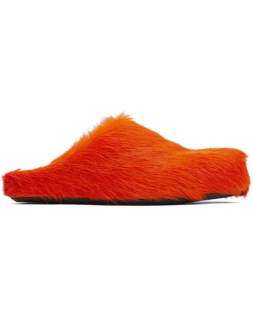 Marni Red Orange Fussbett Sabot Loafers