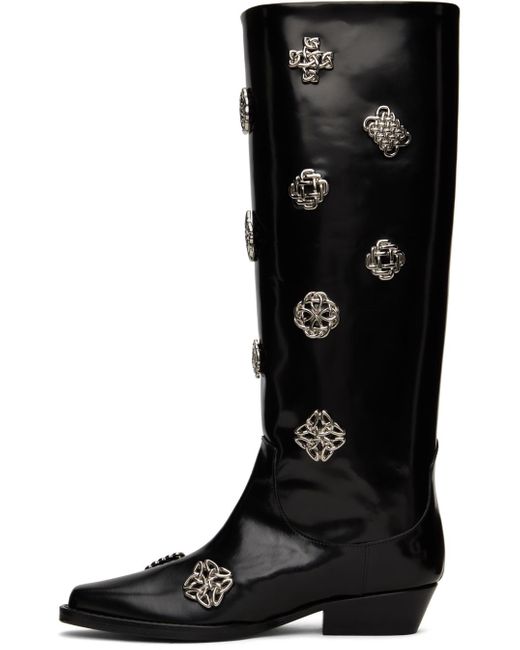 Toga Black Ssense Exclusive Embellished Boots