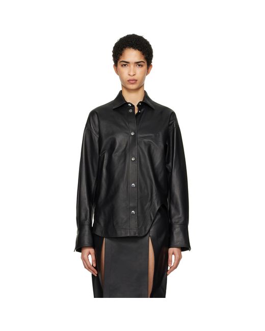 The Attico Black Eliza Leather Shirt