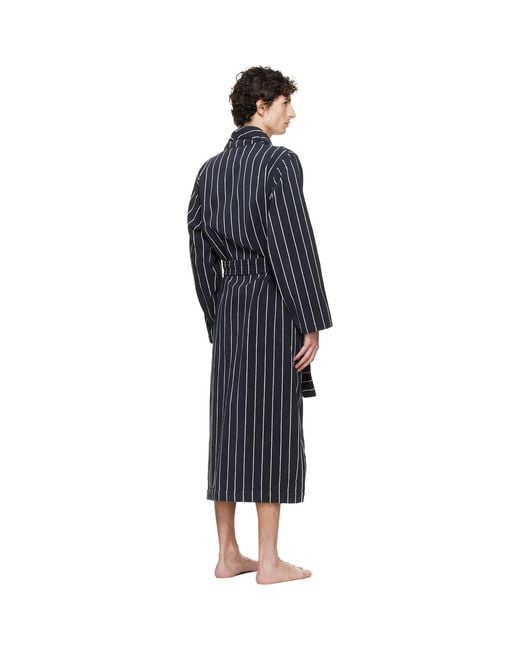 Tekla Blue Terry Classic Bathrobe for men