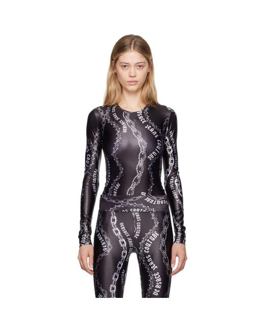 Versace Jeans Couture Black Chain Couture Bodysuit