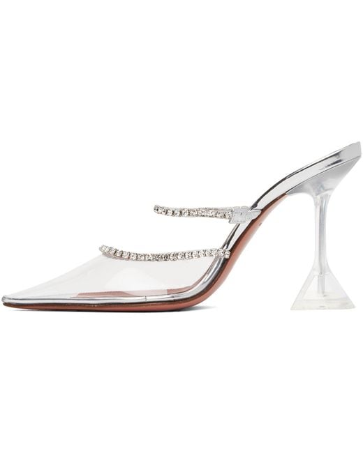 AMINA MUADDI Black Silver Gilda Glass 95 Heels