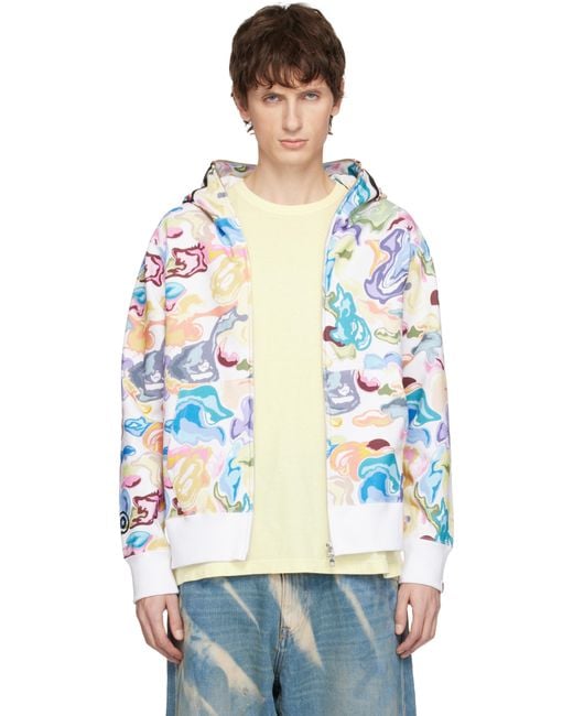 A Bathing Ape White Art Camo Shark Full Zip Hoodie for men