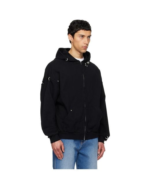 we11done Black Rose & Piercing Zip-Up Hoodie for men