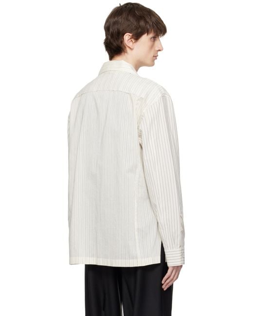【関税込み】Maison Margiela オフホワイト ストライプ シャツ メンズ Maison Margiela オフホワイト ストライプ シャツ