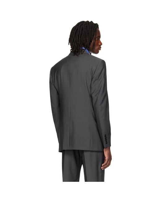 Valentino Gray Wool Mohair Blazer for men