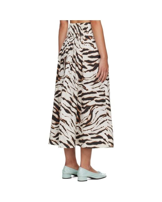 Ganni Black Off- & Zebra Cotton Maxi Skirt