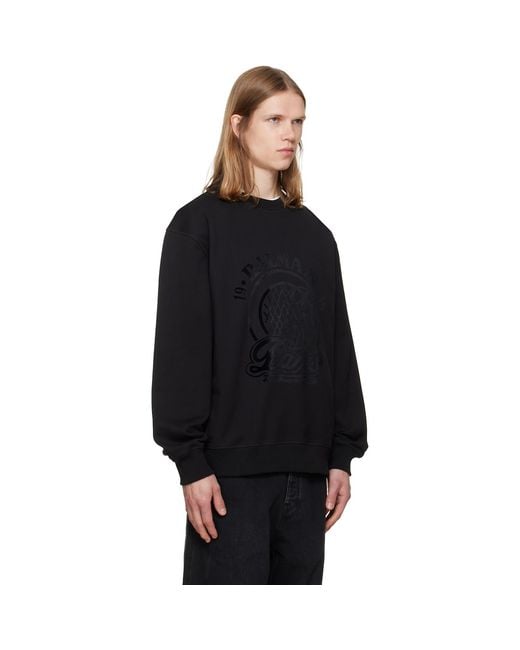Balmain Black Quilted Flock Sweatshirt for men