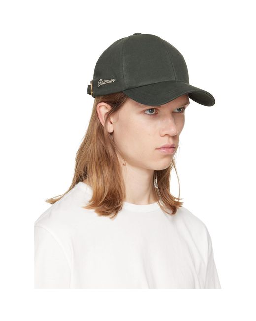 Balmain Brown Khaki Washed Cotton Cap for men