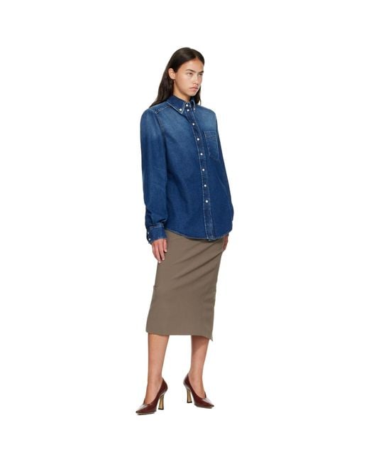 Mugler Blue Washed Denim Power Shirt