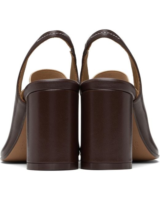 MM6 by Maison Margiela Brown Anatomic Numeric Slingback Heels