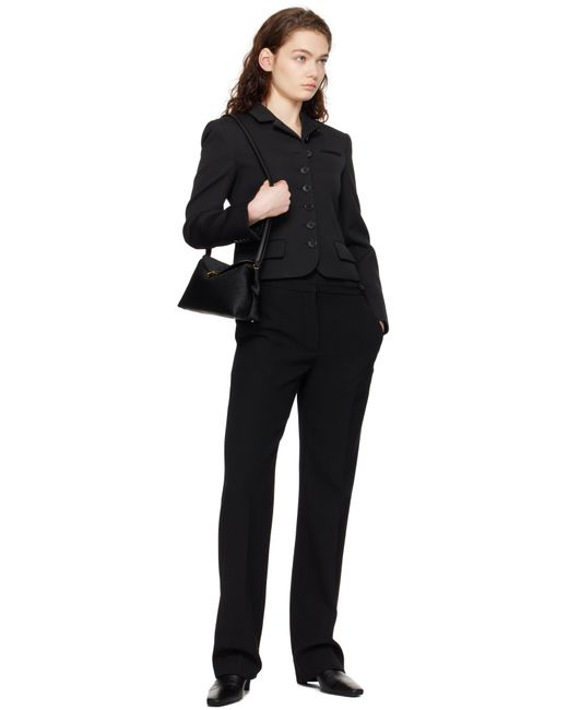 Totême  Black Leather Mid-Heel Boots