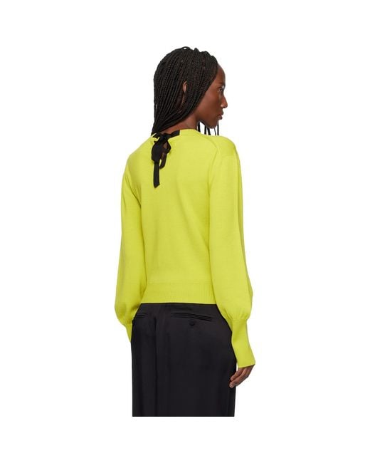 Lanvin Yellow Wool Grosgrain Detail Sweater