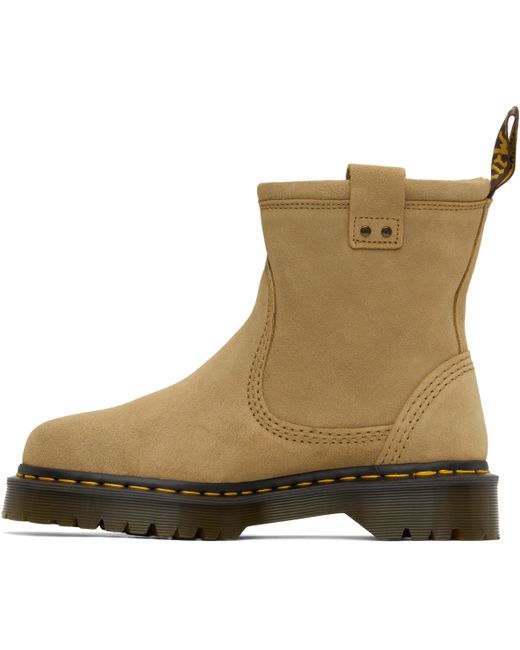 Dr. Martens Green Tan Anistone Lo Suede Biker Boots for men
