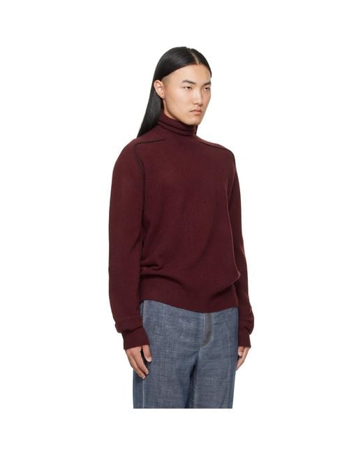 Maison Margiela Red Burgundy Virgin Wool Turtleneck for men
