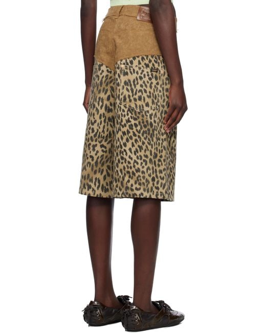 ANDERSSON BELL Oxford Combo Leopard Shorts in Natural | Lyst