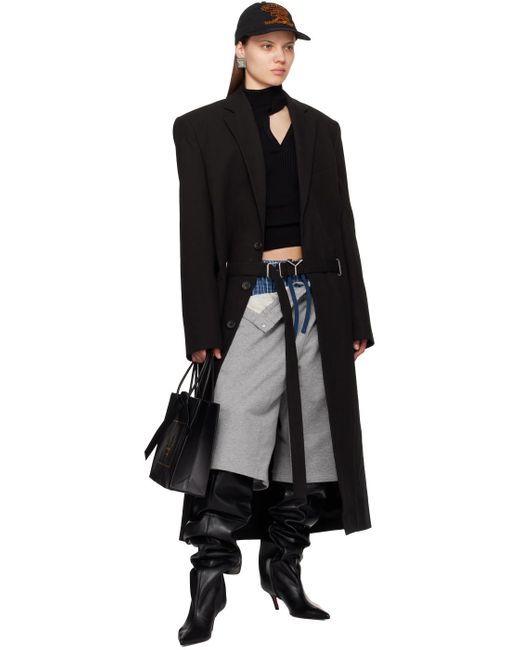 Manteau noir à ceinture à logo - ever Y. Project en coloris Black