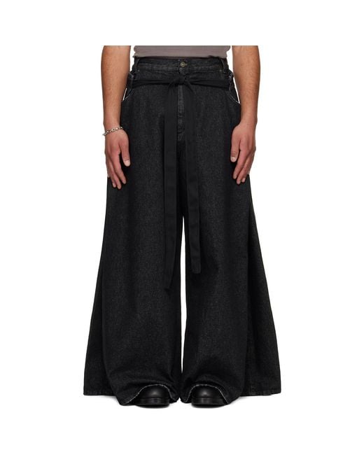 Lu'u Dan Black Tie Maxi Jeans for men