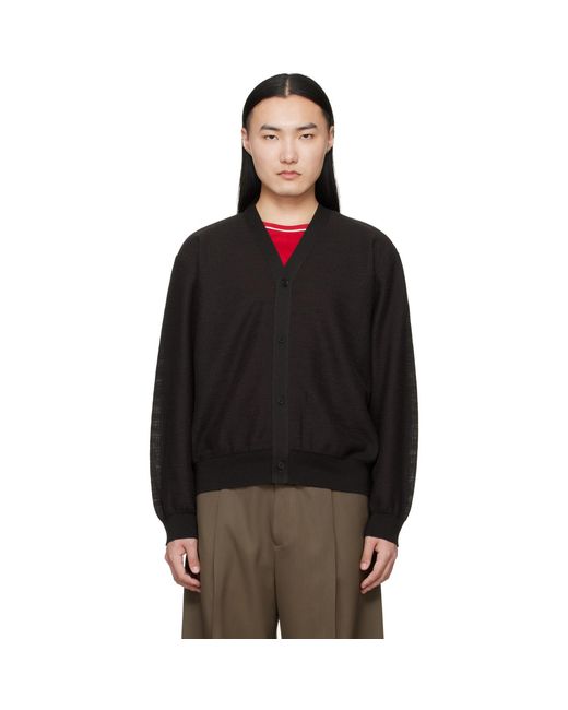 Ssstein Black Slub Cotton Knit Cardigan for men