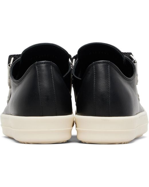 Rick Owens Black Temple Strap Low Sneakers
