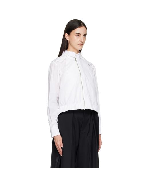 Sacai White Poplin Hoodie