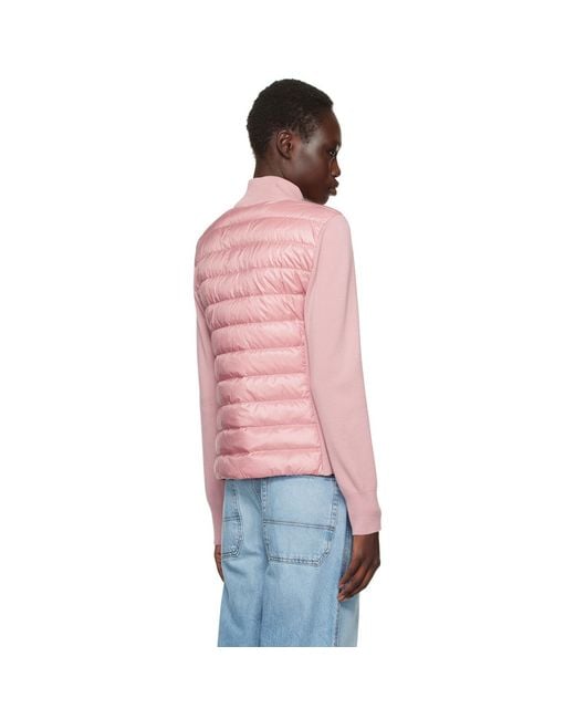 Moncler Pink Wool Down Padded Knit Jacket