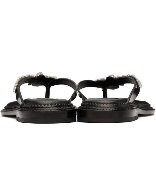 Tongs Noires À Appliqué Floral À Ornements Facettés Simone Rocha en coloris Black