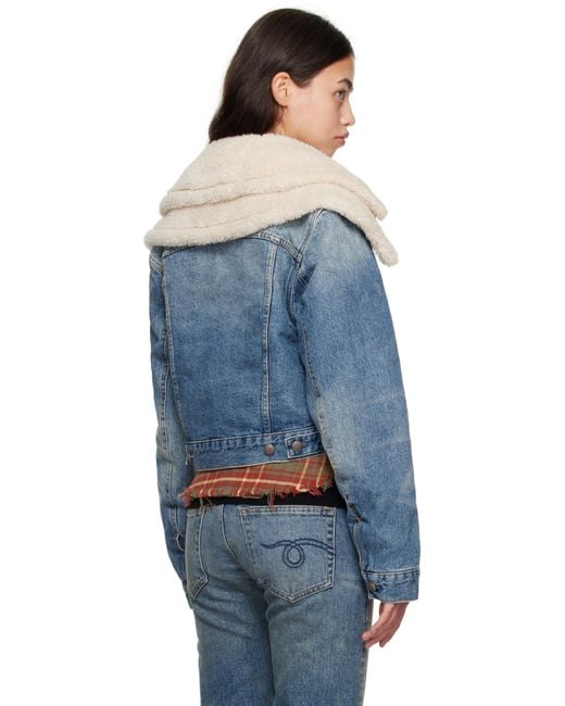 Blouson Camionneur Bleu À Col Étagé Et À Garnitures En Sherpa R13 en coloris Blue