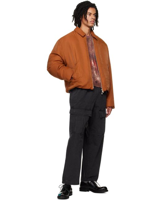 Acne Black Orange Crinkled Down Jacket for men