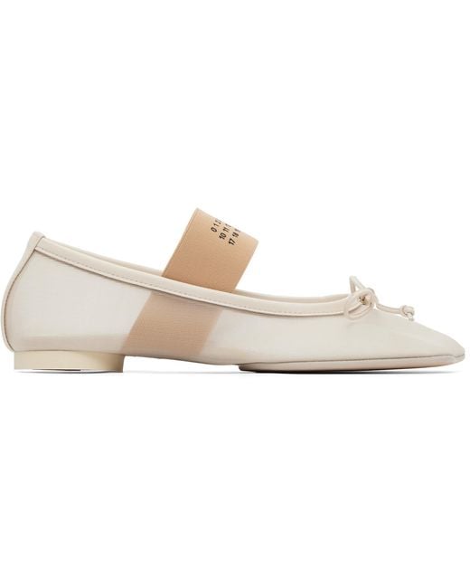 MM6 by Maison Margiela White Off- Anatomic Numeric Ballerina Flats