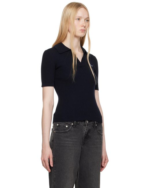 Maison Kitsuné Black Baby Fox Patch Fine Ribbed Polo