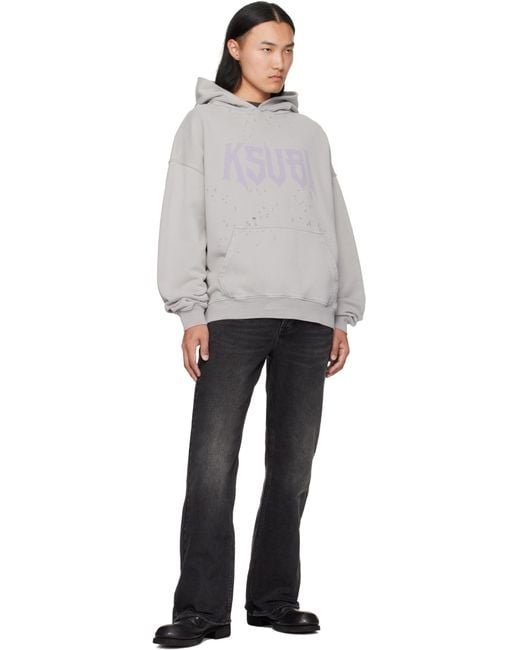 Ksubi Gray Blasted Hoodie for men