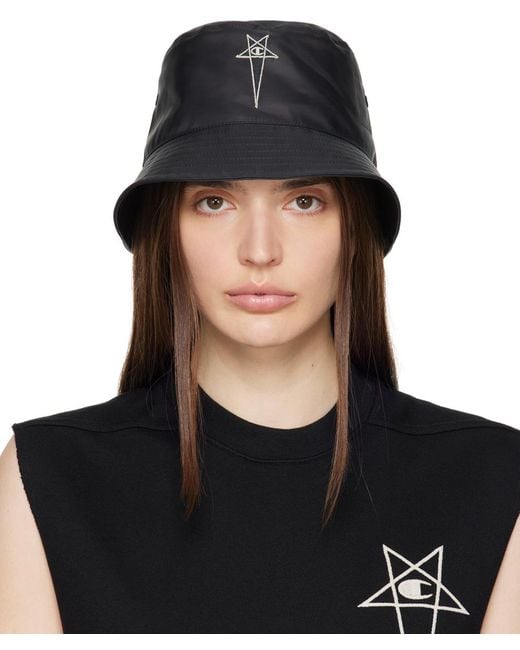 Rick Owens Black Champion Edition Gilligan Bucket Hat