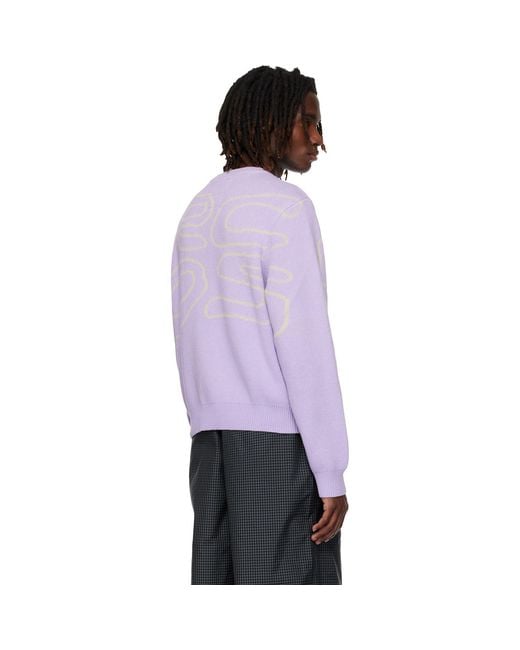 RCOS Purple Stack Logo Knit Sweater for men