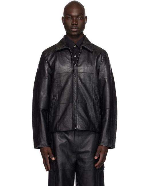 Deadwood Black Bruno Patch Leather Jacket for men